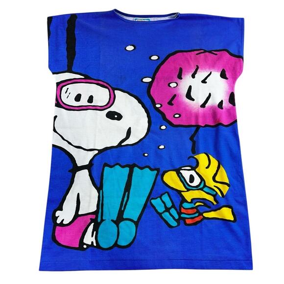 Snoopy 1965 Vintage Blue T-Shirt Unisex Size Medium Peanuts Comics Woodstock - Picture 7 of 8